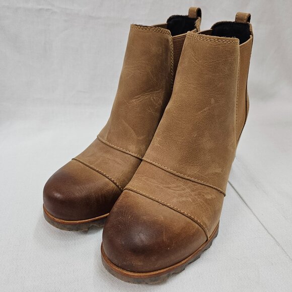 Sorel NL2334-286 Wedge II Elk Brown Leather Bootie Ankle Women's Size US 9 - Picture 1 of 12